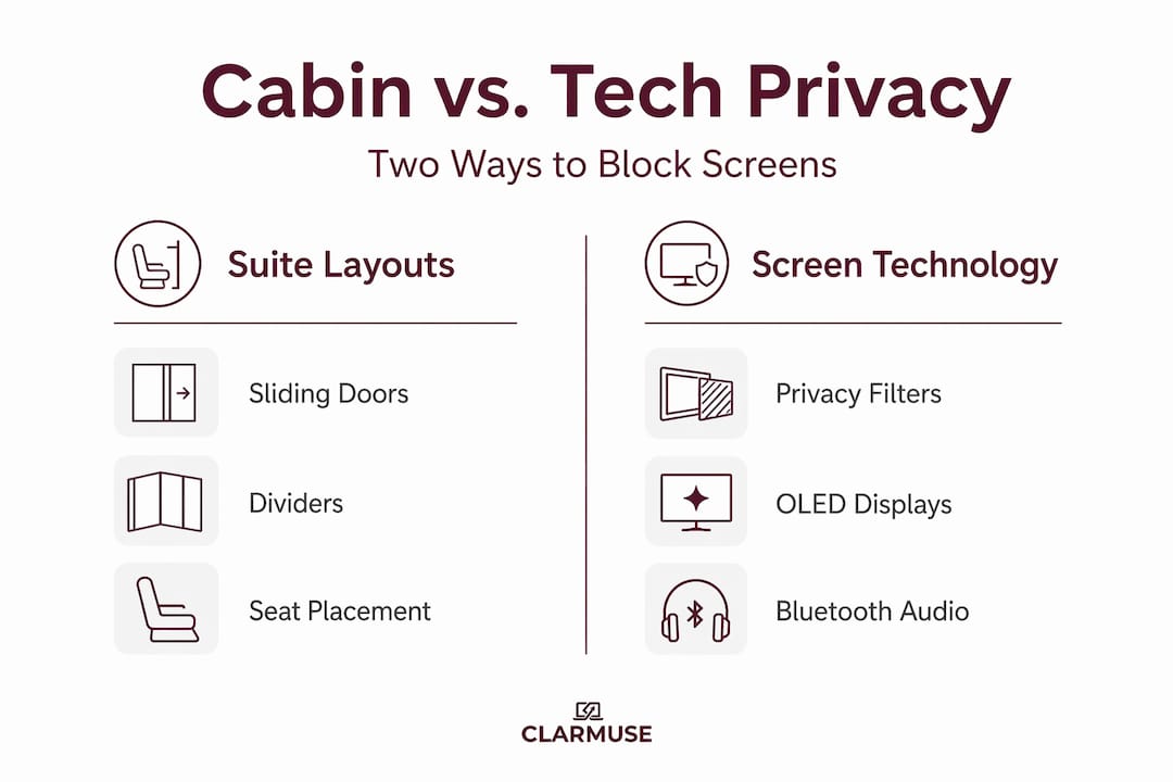 Infografía comparando las características de privacidad de cabina y tecnología