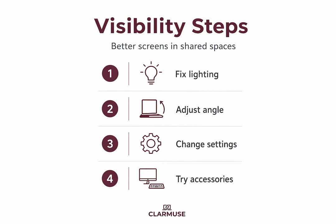 Step-by-step infographic: improving MacBook screen visibility