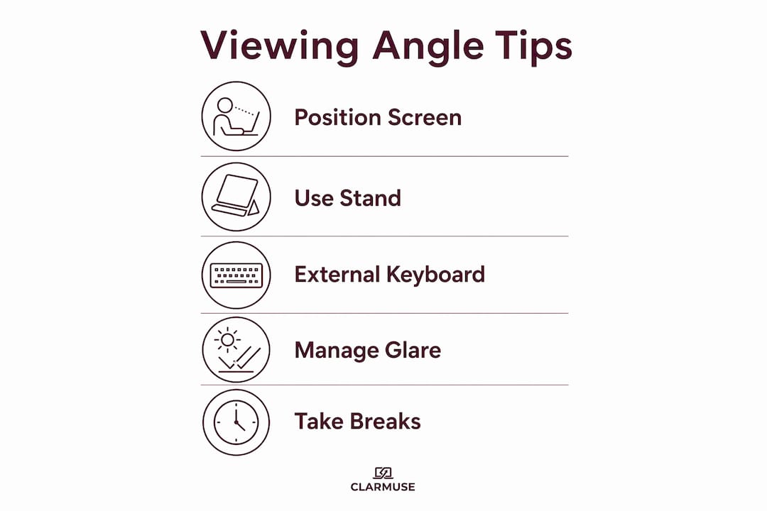 Infographic showing steps to improve MacBook viewing comfort