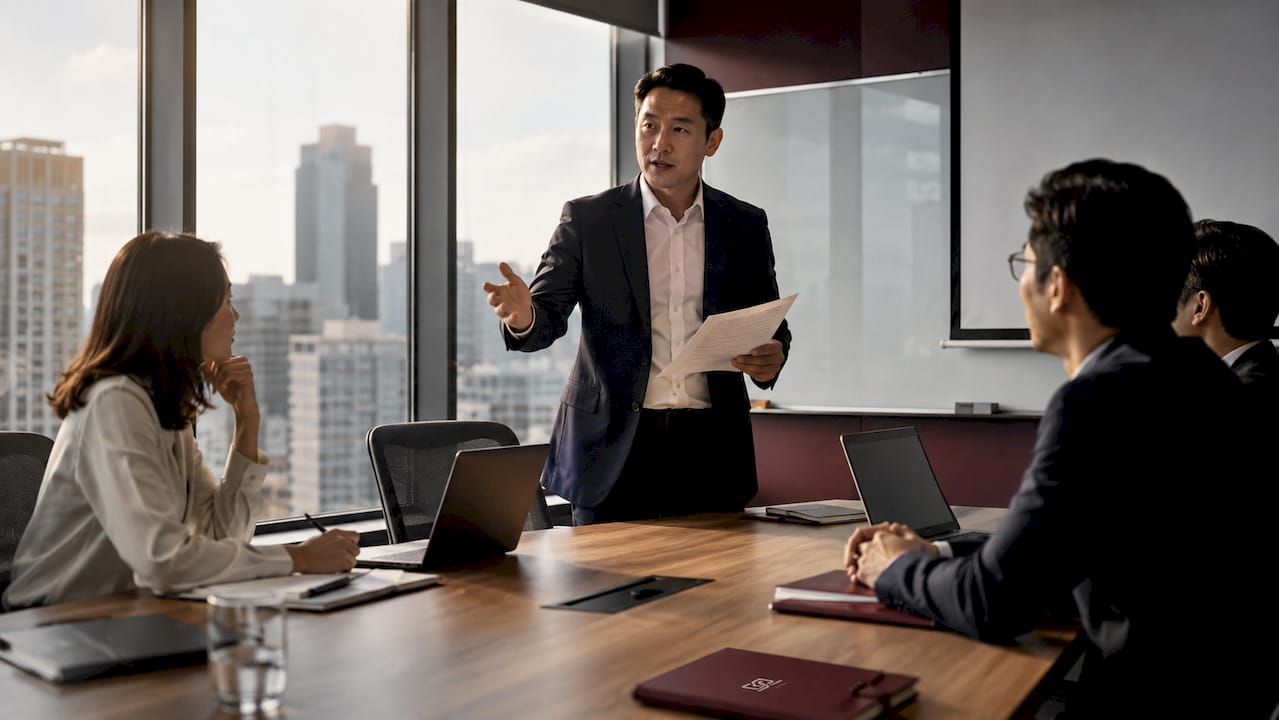 Man explaining workplace monitoring law document