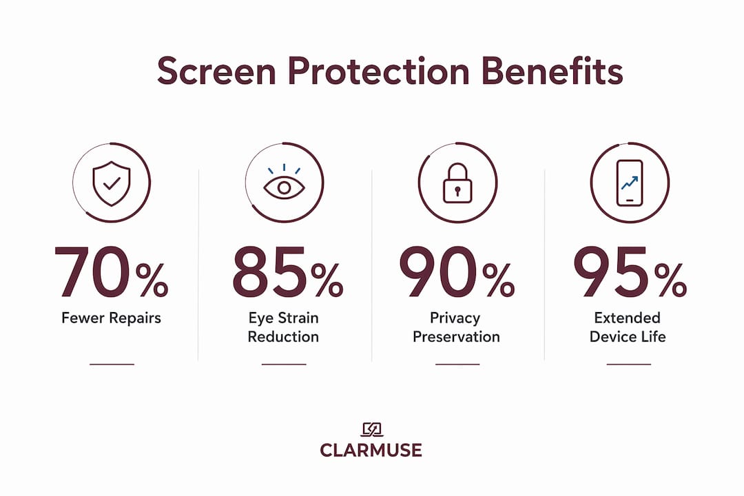 Infographic illustrating key screen protection benefits for thesis writers