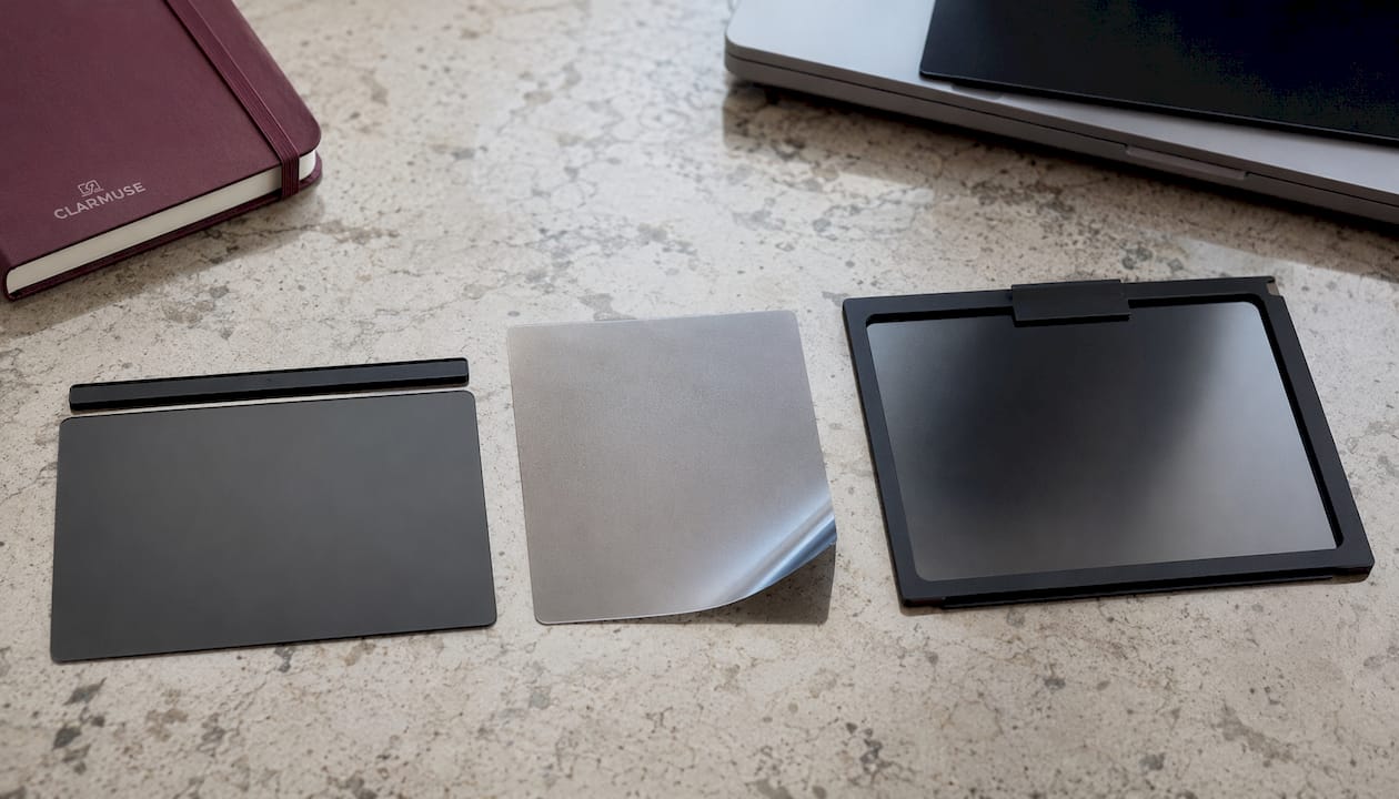 Various types of screen privacy hardware filters laid out