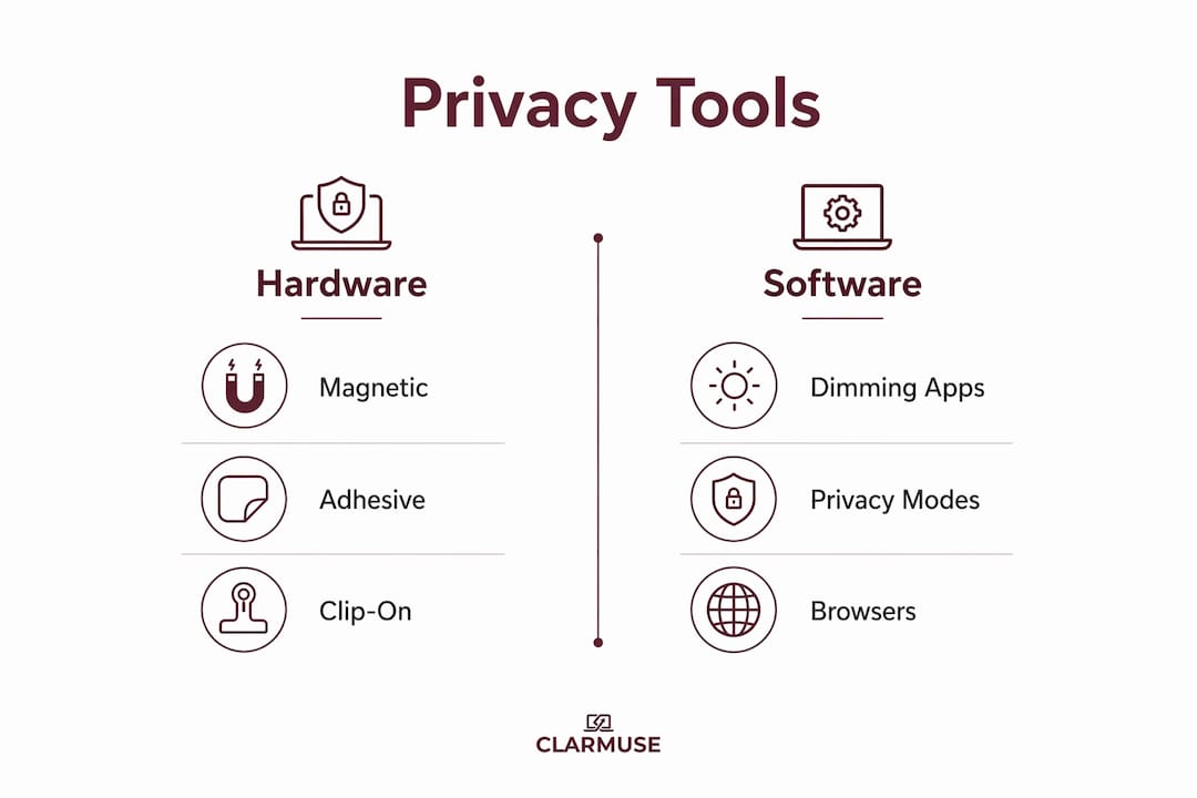 Infographic comparison of hardware vs software privacy tools