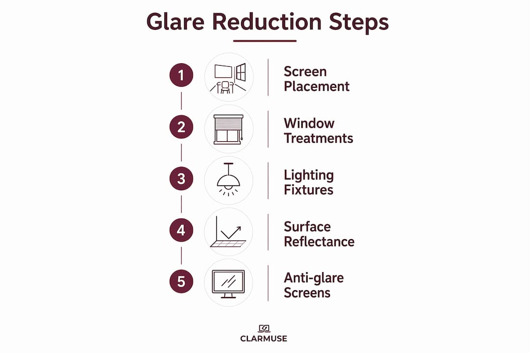 Infographic illustrating steps to reduce classroom screen glare