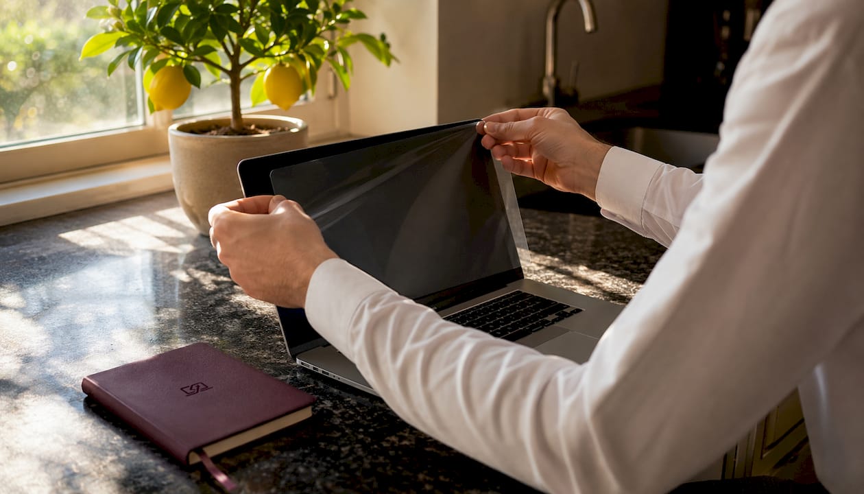 Applying anti-glare screen protector on MacBook