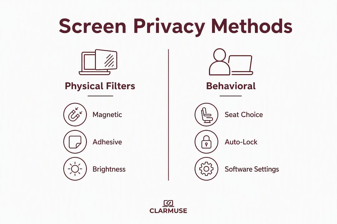 Infographic comparing physical and behavioral privacy methods