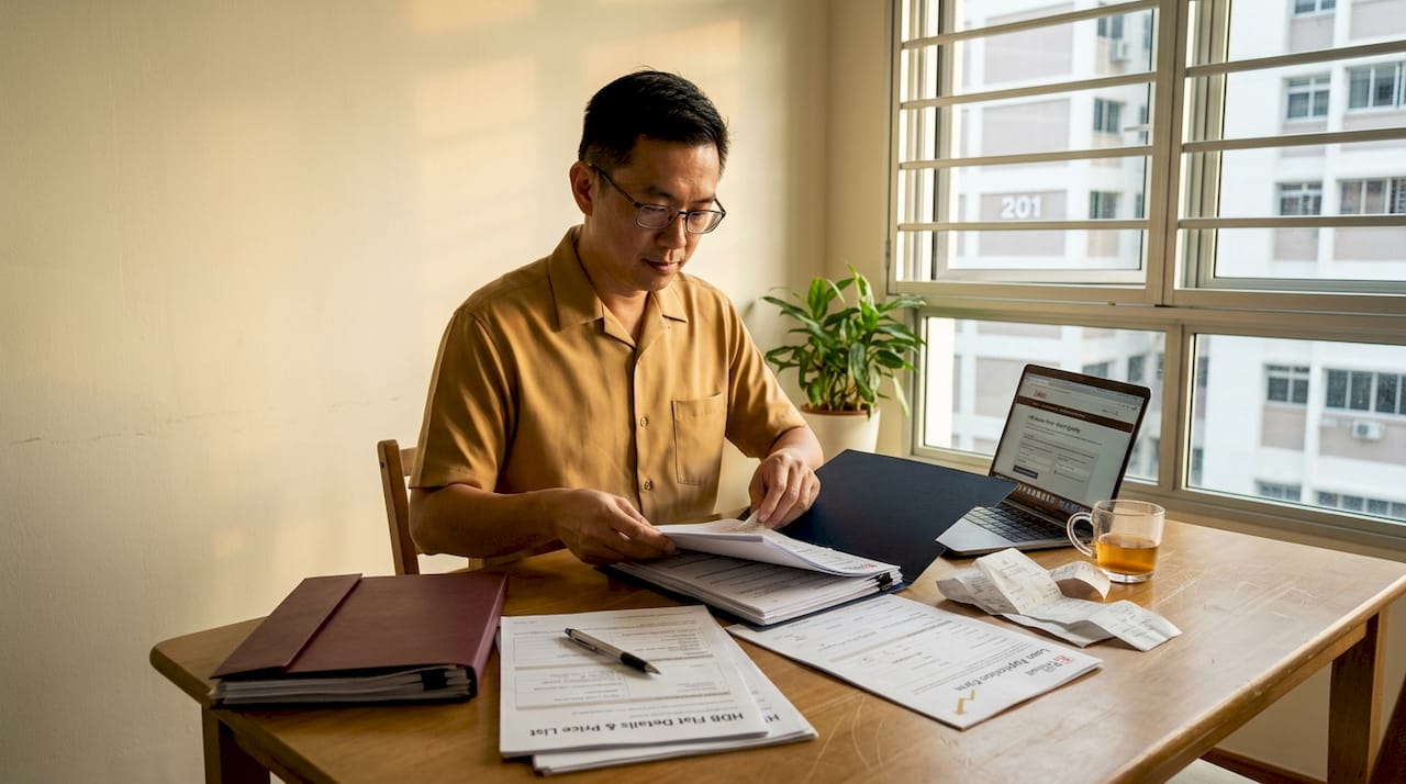 Man reviewing Singapore home sale documents