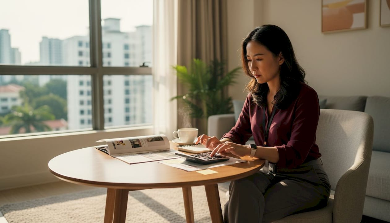 Property agent calculating HDB resale fees