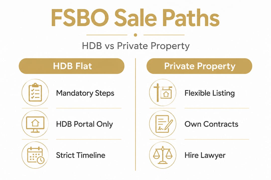 Infographic comparing HDB and private FSBO steps