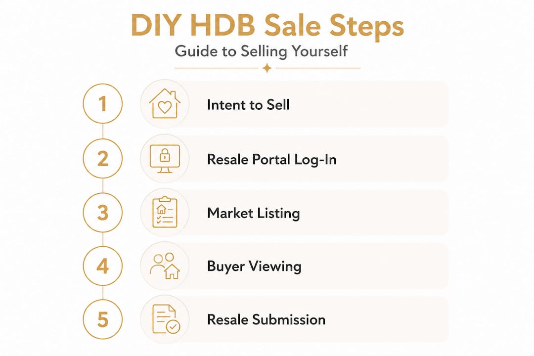 Infographic showing DIY HDB sale steps