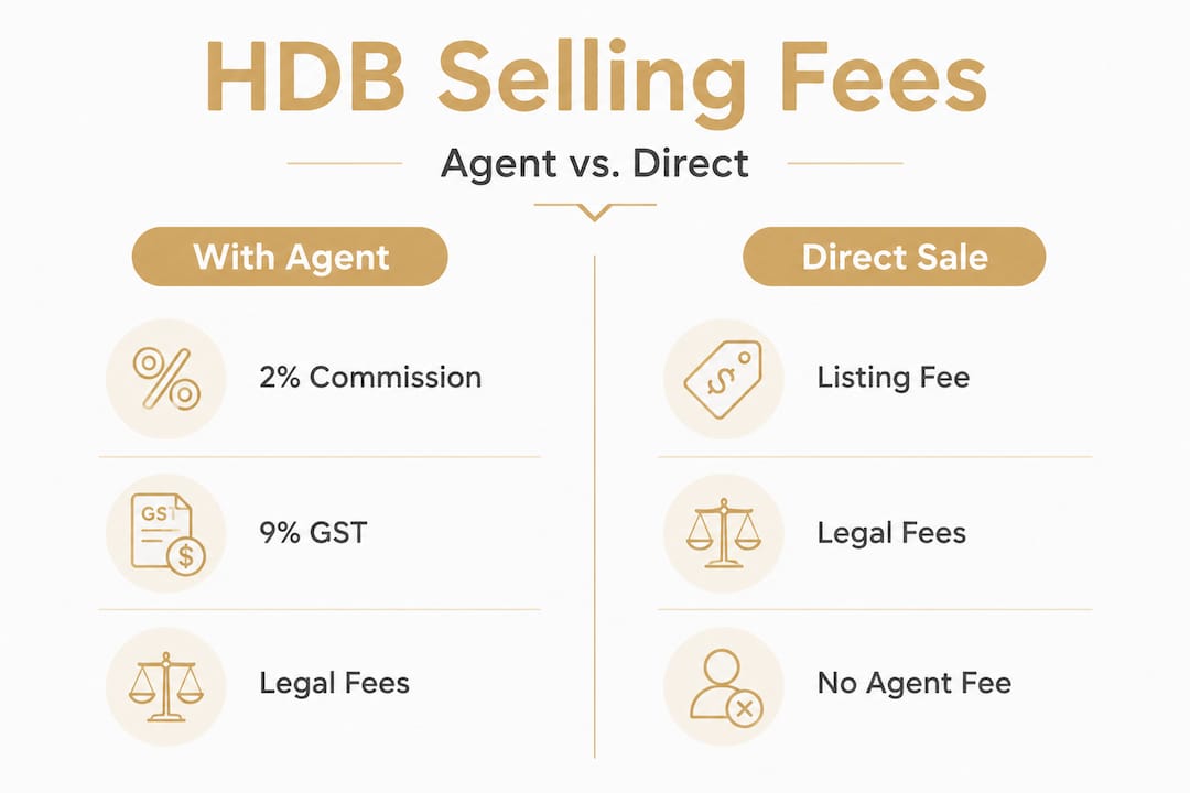 Infographic comparing HDB agent fees vs direct sale