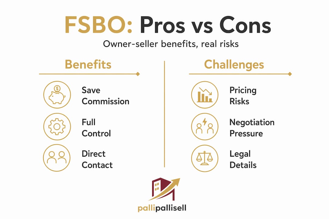 Infographic comparing fsbo benefits and challenges