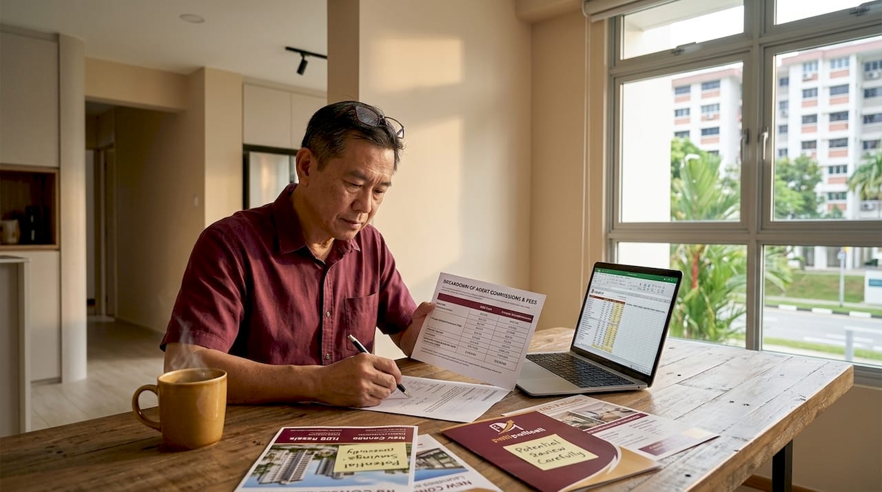 Homeowner reviews property agent cost comparison