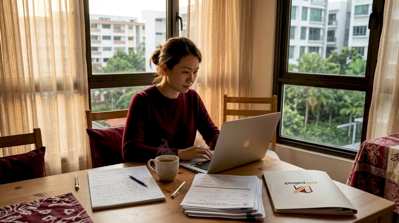Homeowner reviewing condo sale paperwork