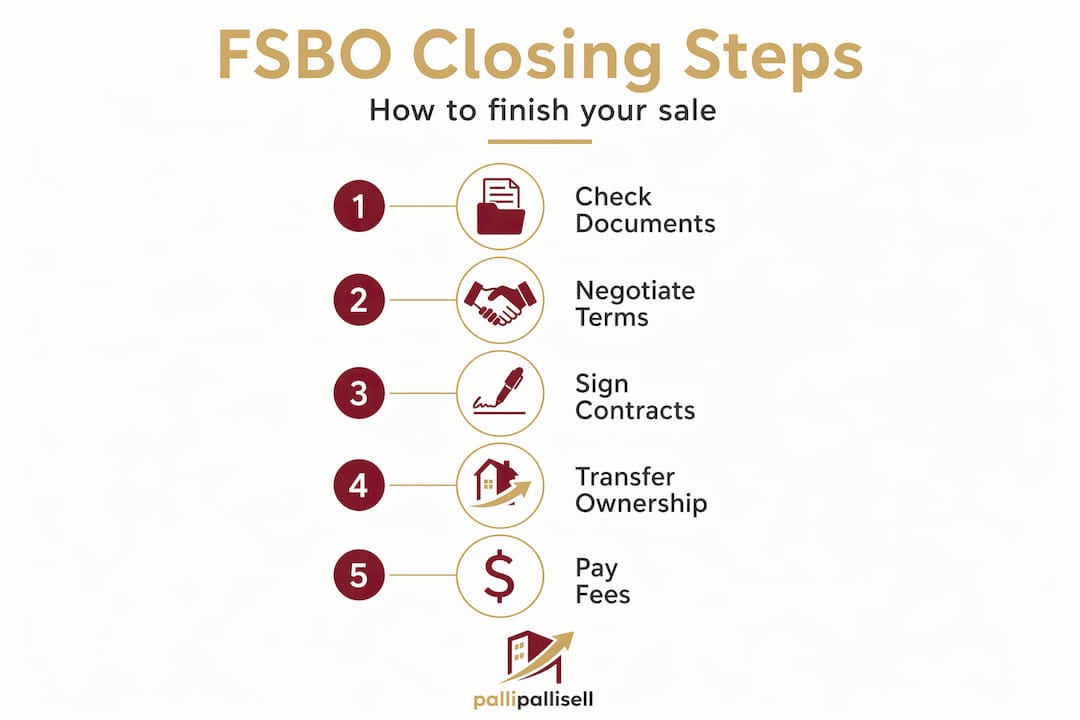 Infographic showing FSBO closing steps sequence