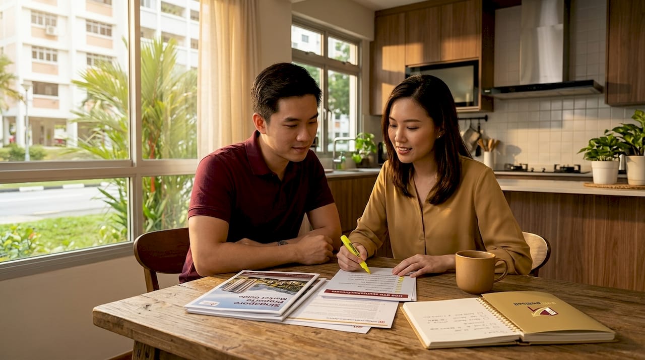 Singapore couple preparing HDB sale documents