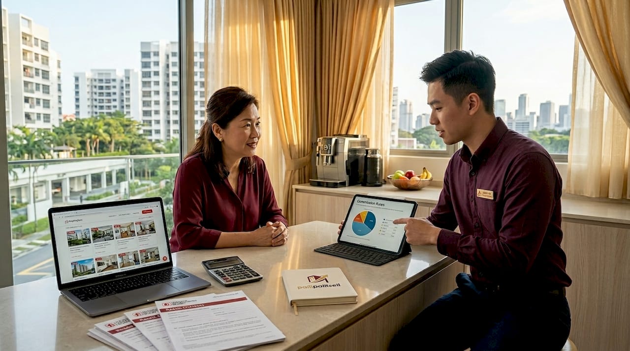 Seller discussing HDB resale commission with agent