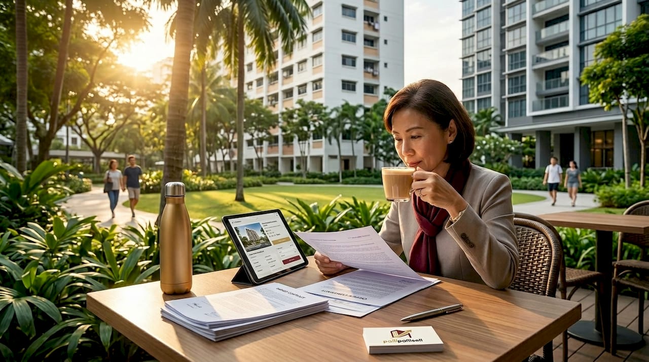Agent analyzing buyer offers over coffee