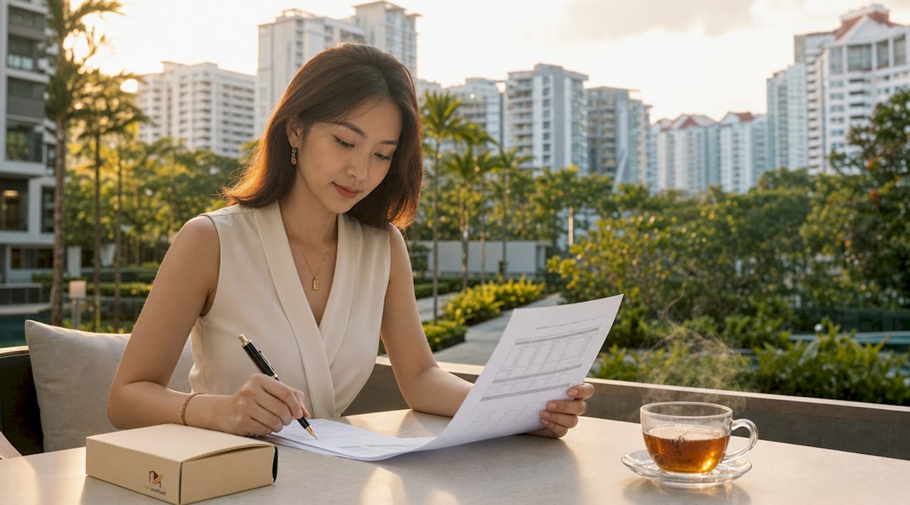 Woman taking notes on bank valuation report