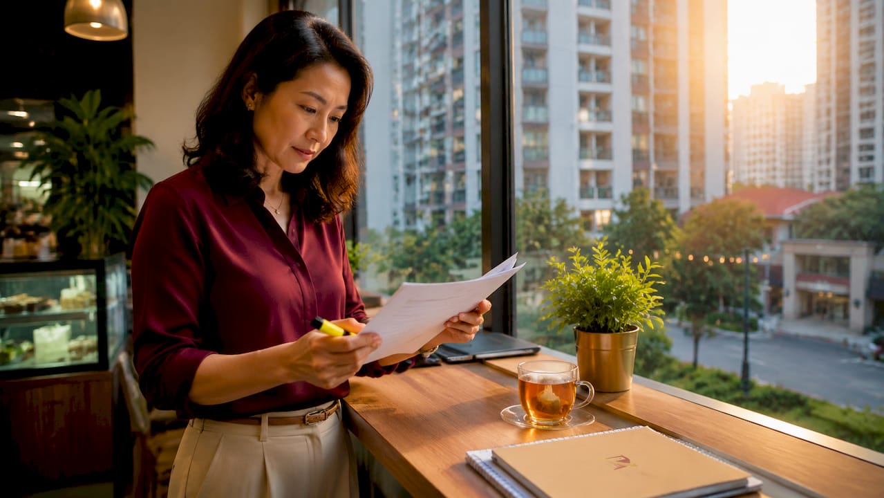 Homeowner reviewing property selling documents