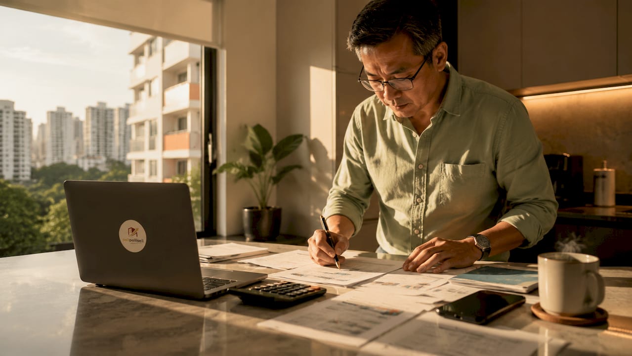 Man reviewing HDB sale financial documents