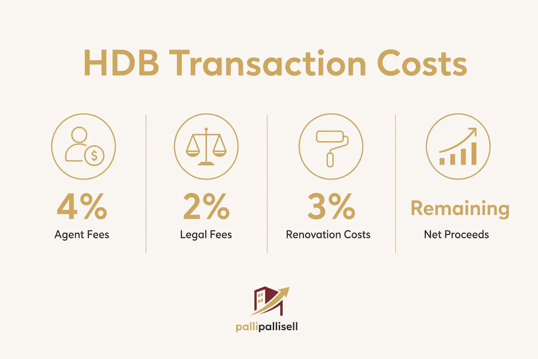 Infographic showing breakdown of HDB sale transaction costs