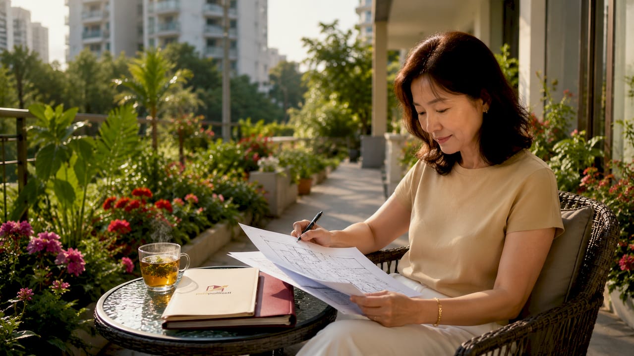 Homeowner reviewing HDB resale documents