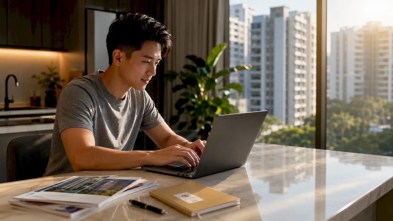 Man registering Intent to Sell on HDB portal