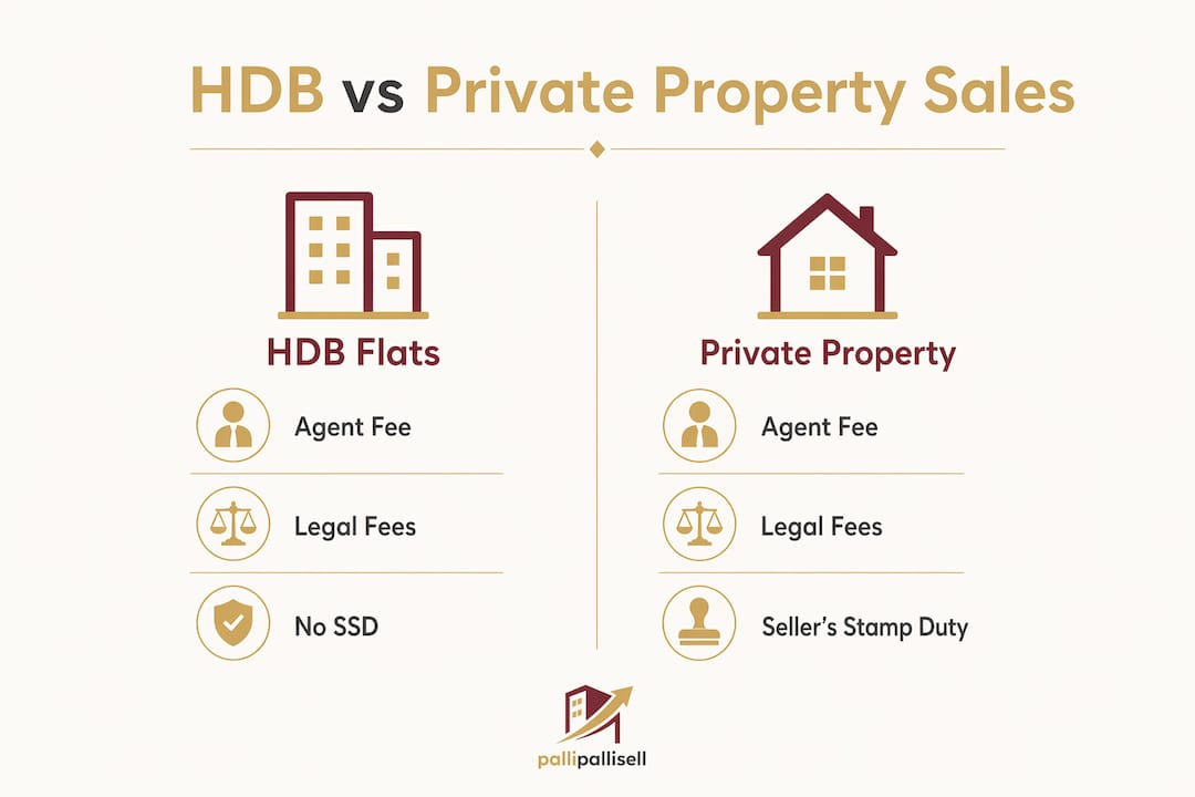 Infographic comparing HDB and private property sales