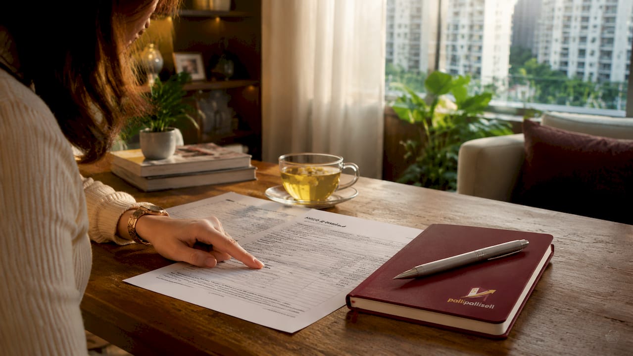 Hand reviewing HDB resale fees document