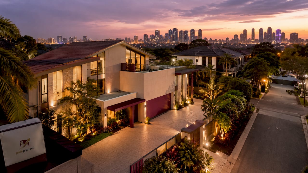 Landed house exterior in Singapore residential area