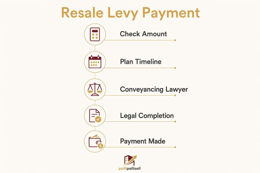 Infographic outlining HDB resale levy payment steps