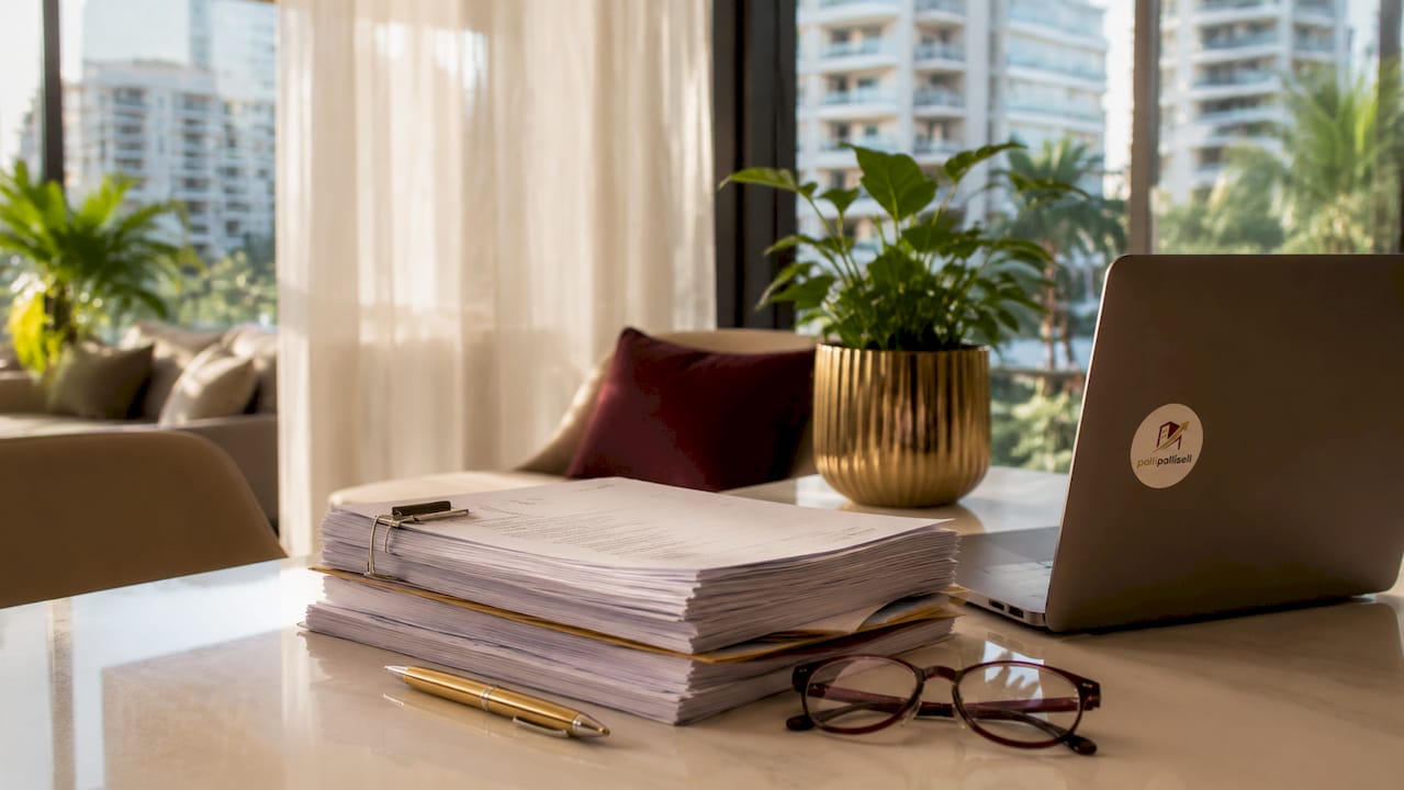 Documents and pen for FSBO property sale in Singapore