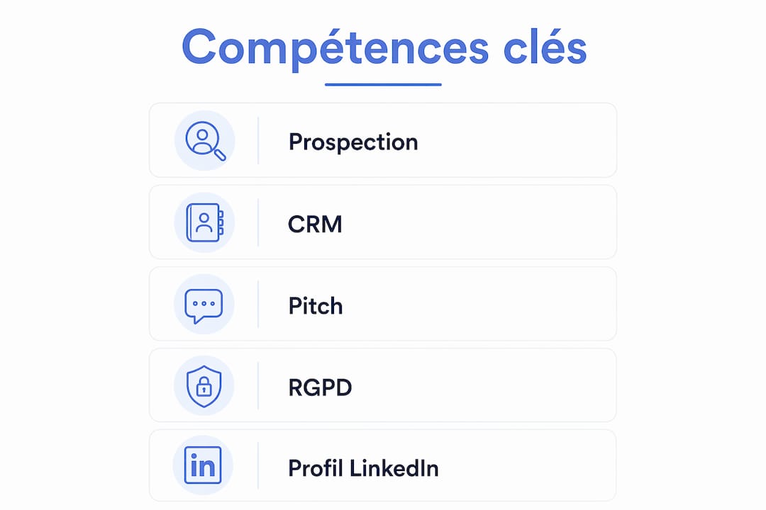 Découvrez en infographie les étapes essentielles et les compétences incontournables pour réussir la prospection en freelance.