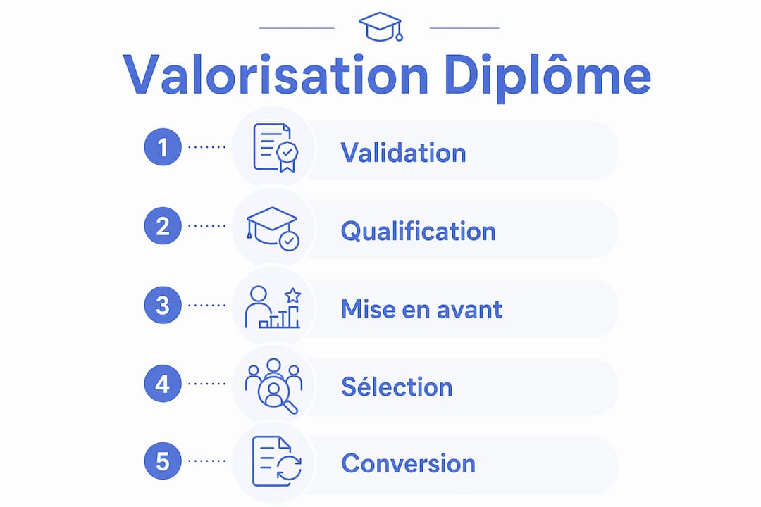Découvrez en image les différentes étapes pour valoriser vos diplômes
