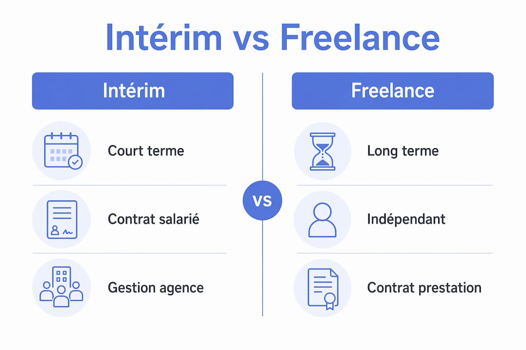Infographie : les différences clés entre travail en intérim et activité freelance