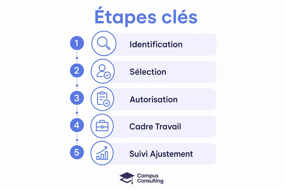 Infographie : les grandes étapes pour accompagner efficacement les freelances dans le secteur académique