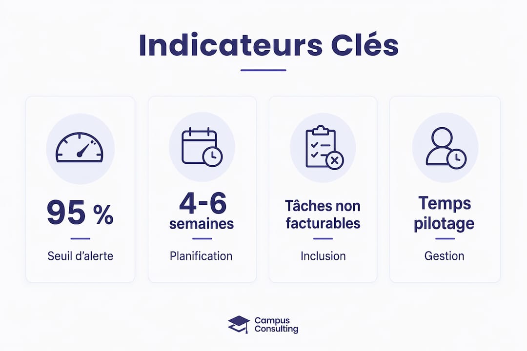 Les indicateurs essentiels à surveiller pour prévenir la surcharge chez les freelances, présentés en infographie