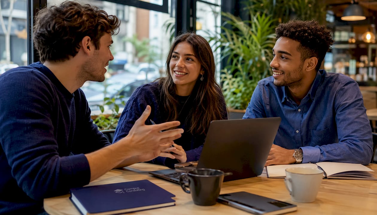 Une équipe dynamique de jeunes professionnels travaille main dans la main sur un projet de transformation numérique.