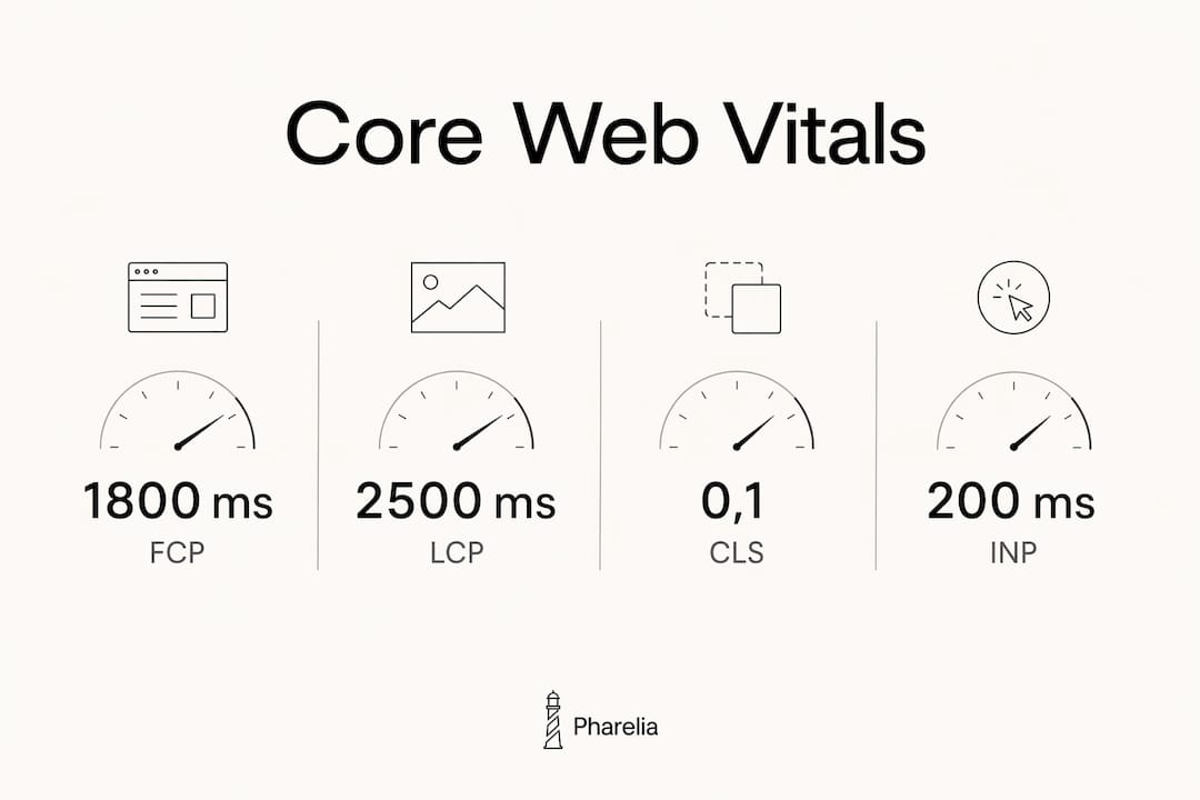 Découvrez en un coup d’œil les principaux indicateurs Core Web Vitals à surveiller en 2026 grâce à notre infographie.