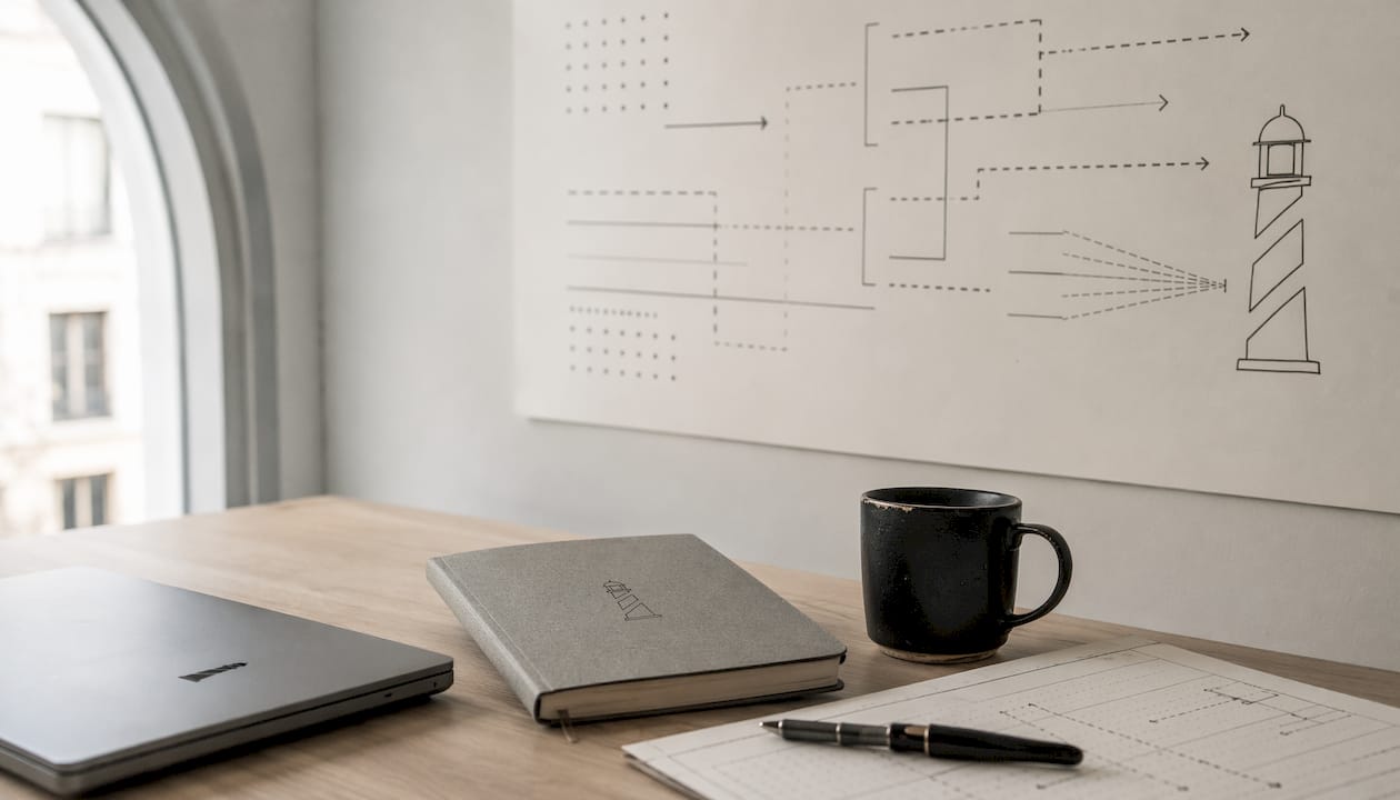 Espace de travail minimaliste avec stratégie de redirection SEO