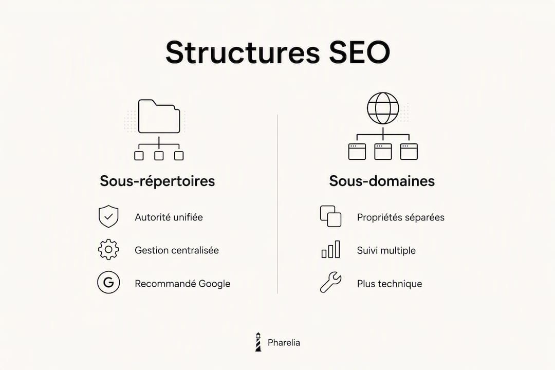 Infographie : quelle structure SEO privilégier, sous-dossiers ou sous-domaines ?