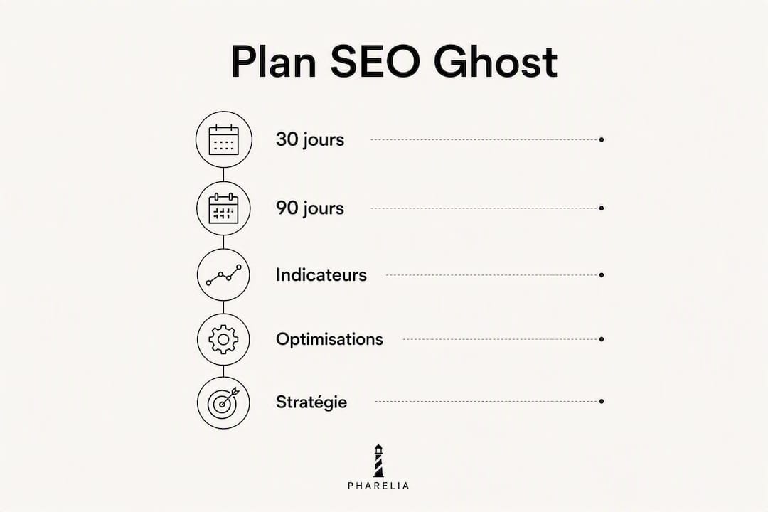 Infographie : les étapes clés pour élaborer une stratégie SEO sur Ghost