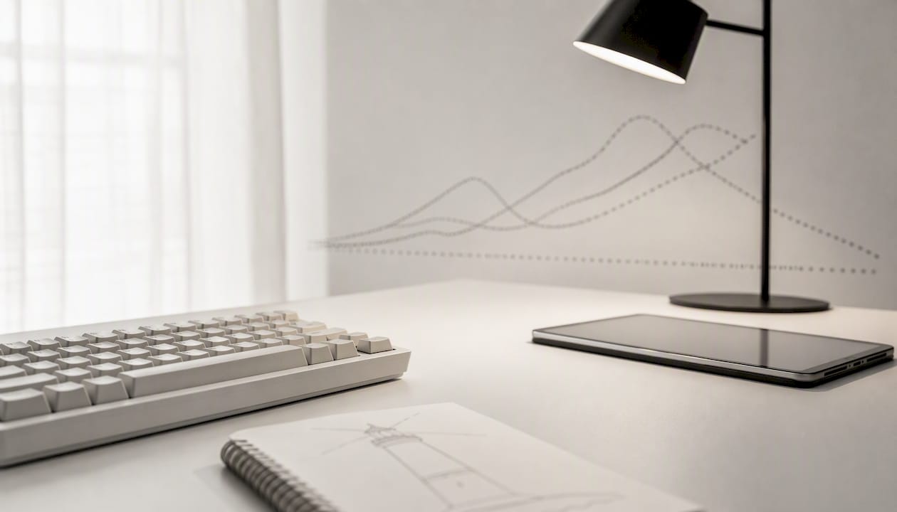 Espace de travail équipé d’un clavier et d’une tablette, idéal pour l’analyse SEO