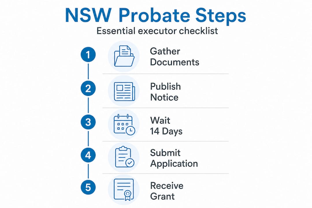 Infographic showing NSW probate process steps