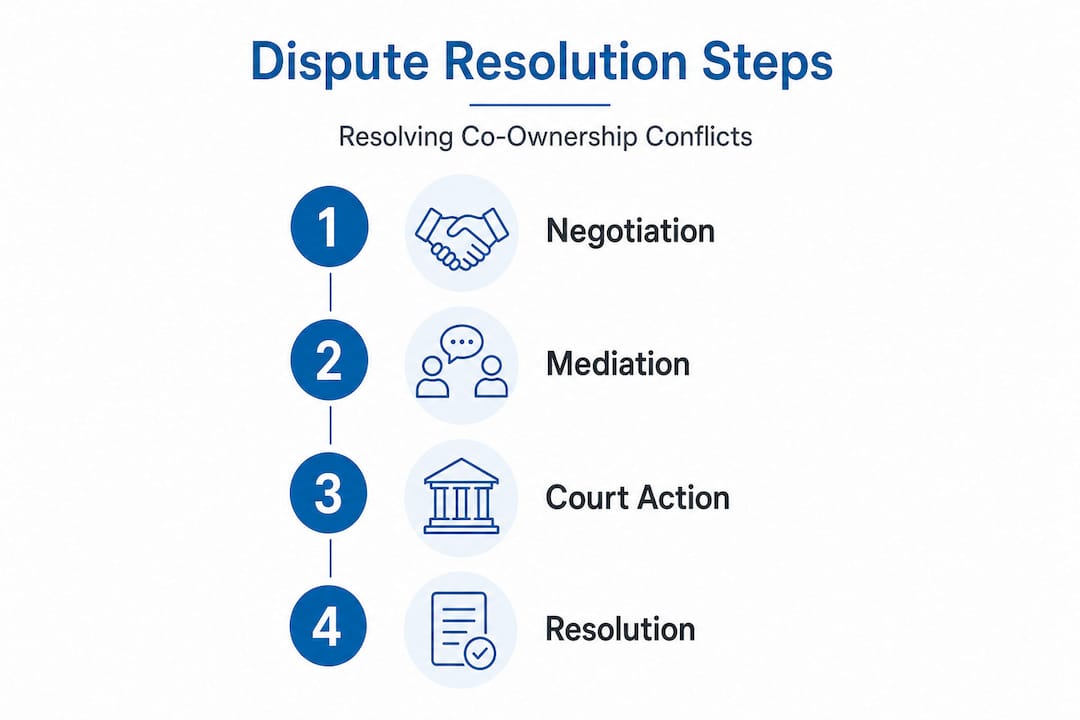 Infographic showing steps to resolve co-ownership dispute