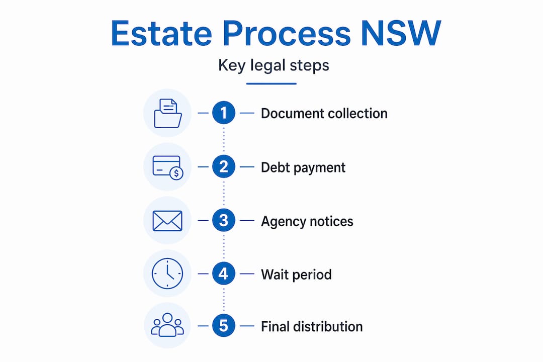 Infographic showing estate distribution steps NSW
