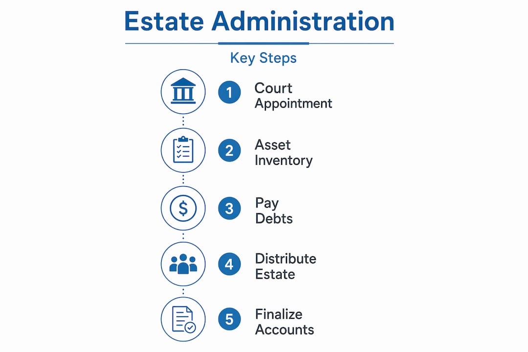 Infographic showing estate administration steps