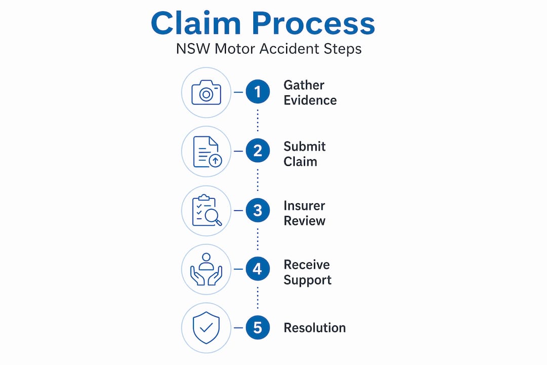 Infographic outlining motor accident claim steps