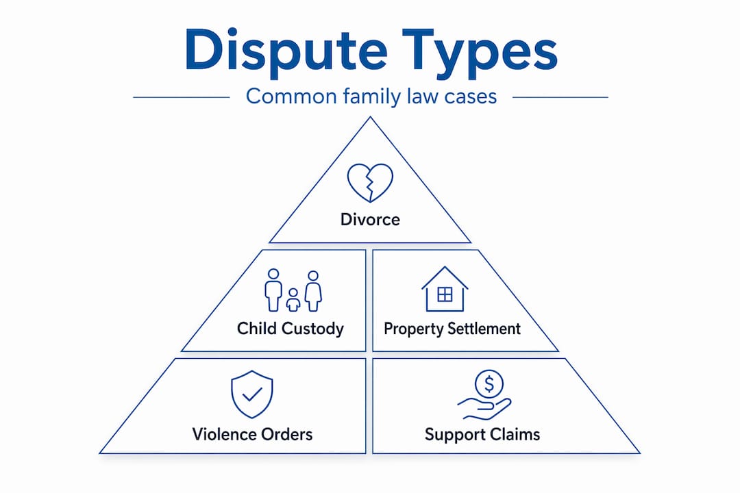 Infographic pyramid of family law dispute types